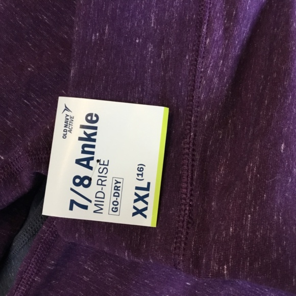 Plum Old Navy Active ankle mid-rise  leggings. NWT. Gray XXL 16 girls S womens - Picture 6 of 8